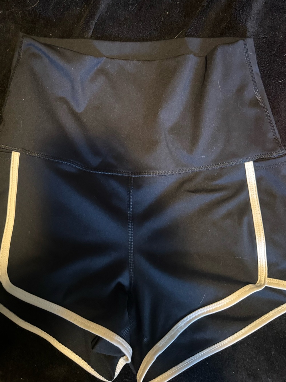 Free People Movement- Black Women's High-Waist Athletic Shorts with White Trim